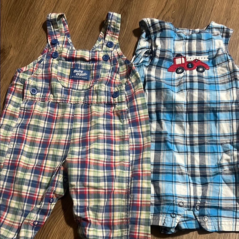 OshKosh B'gosh Blue and blue Plaid Overalls